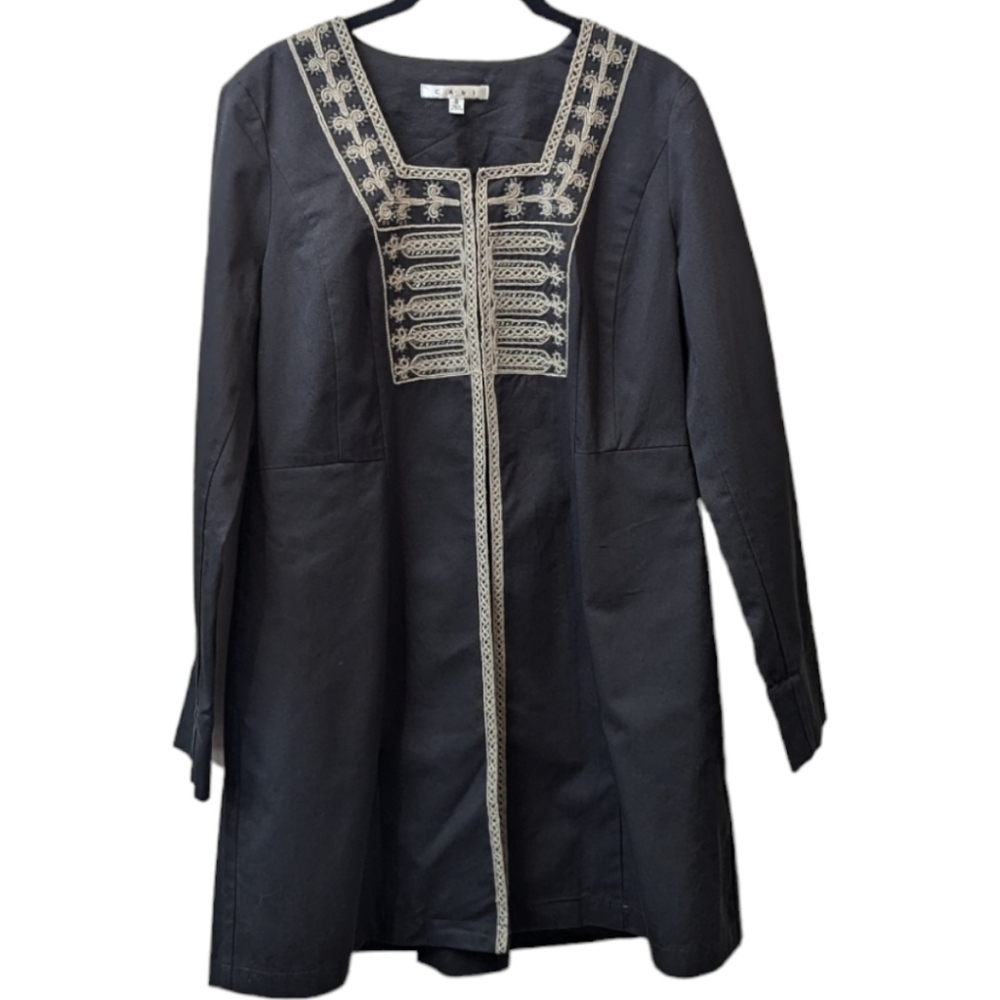 Cabi 184 Turkish Delight Dark Grey Military Embellished Duster Jacket (6)
